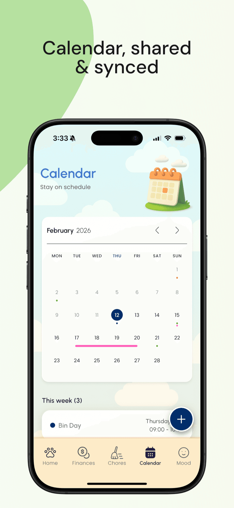 Roomiz calendar screen